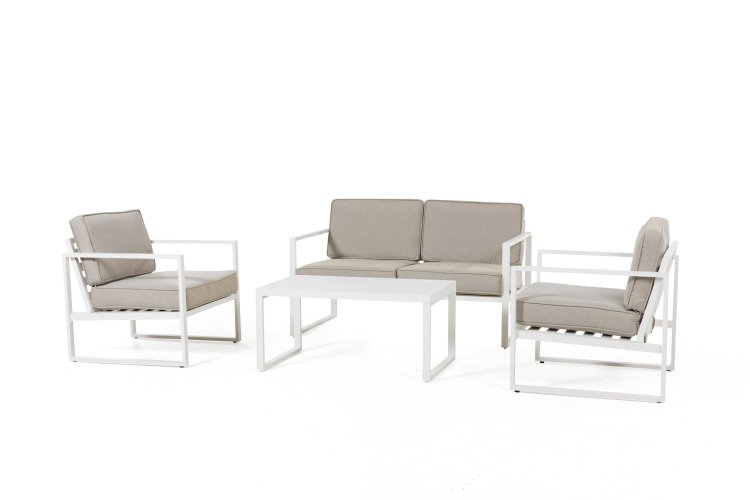 Immagine di Set lounge angolare Alluminio Dubai" - Bianco - Pure Garden & Living