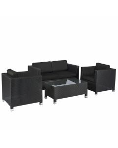 Set lounge area salotto "Bari" nero in vimini - Pure Garden & Living