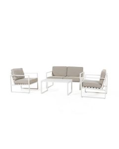 Set lounge angolare Alluminio Dubai" - Bianco - Pure Garden & Living