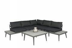 Set lounge ad angolo alluminio "Sidney" - Grigio/Nero - Pure Garden & Living