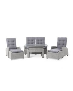 Salotto da giardino in Polyrattan "Ludo" - Grigio - Pure Garden & Living