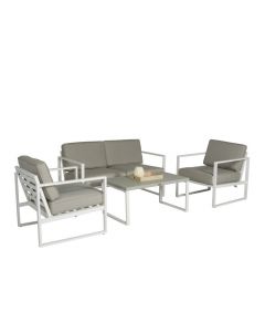 Set lounge angolare Alluminio Dubai" - Bianco - Pure Garden & Living