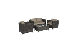 Set lounge area salotto "Bari" - Pure Garden & Living marrone in vimini