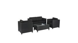 Set lounge area salotto "Bari" nero in vimini - Pure Garden & Living