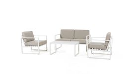 Set lounge angolare Alluminio Dubai" - Bianco - Pure Garden & Living