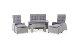 Salotto da giardino in Polyrattan "Ludo" - Grigio - Pure Garden & Living