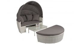 Lettino lounge Polyrattan "Santorini" Grigio - Pure Garden & Living