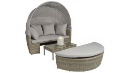 Lettino lounge Polyrattan "Santorini" - Naturel Talpa - Pure Garden & Living