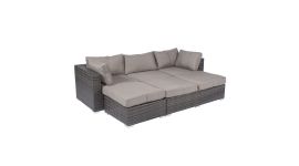 Set e isola lounge "Tripoli" in vimini grigi - Pure Garden & Living