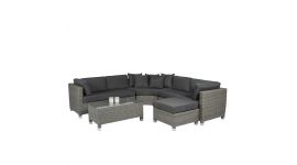 Set lounge con divano ad angolo "Mississippi" gris in vimini - Pure Garden & Living