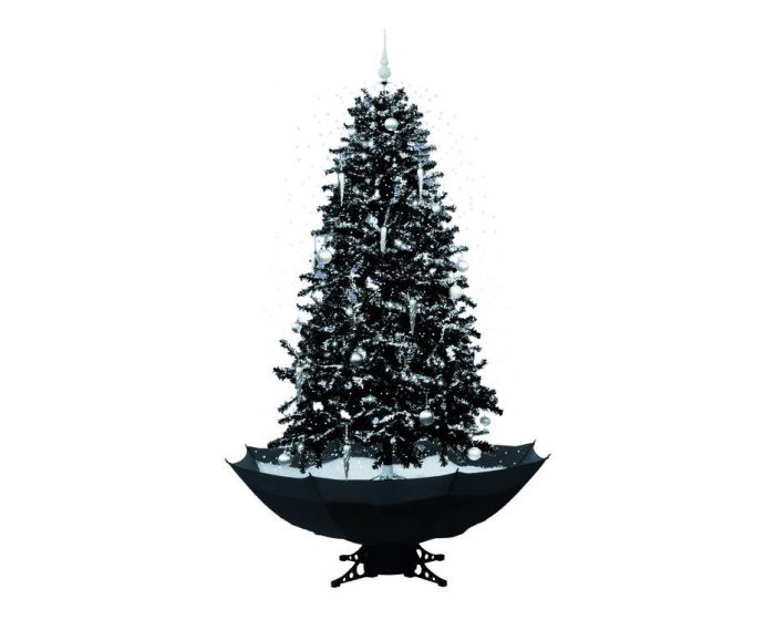 Albero di natale nero con neve 170cm
