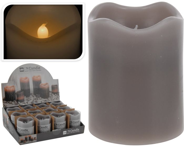 Kaars led timer 7x9 cm grijs